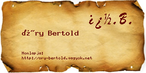 Őry Bertold névjegykártya
